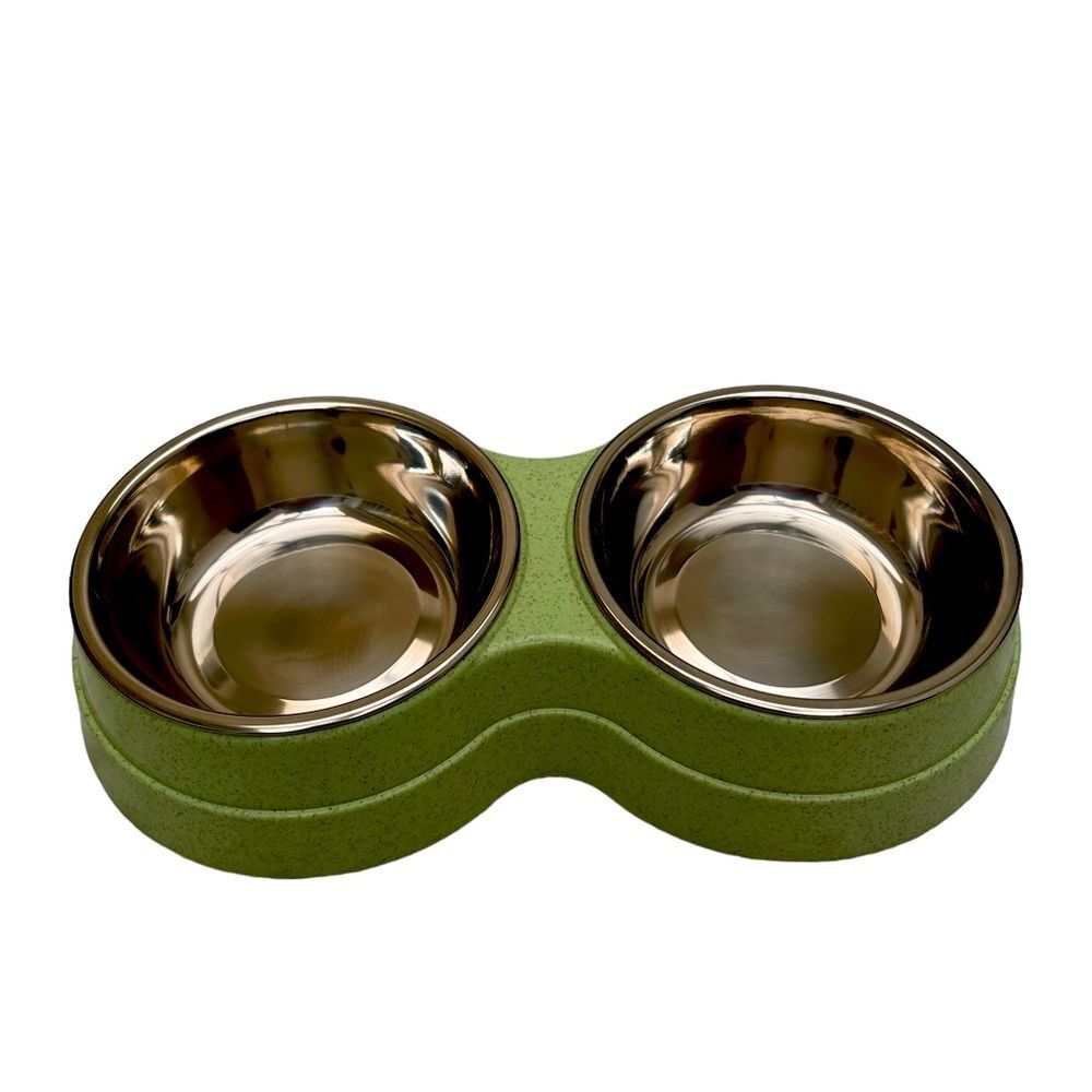 COPY - New small stainless steel double bowls with plastic stand
